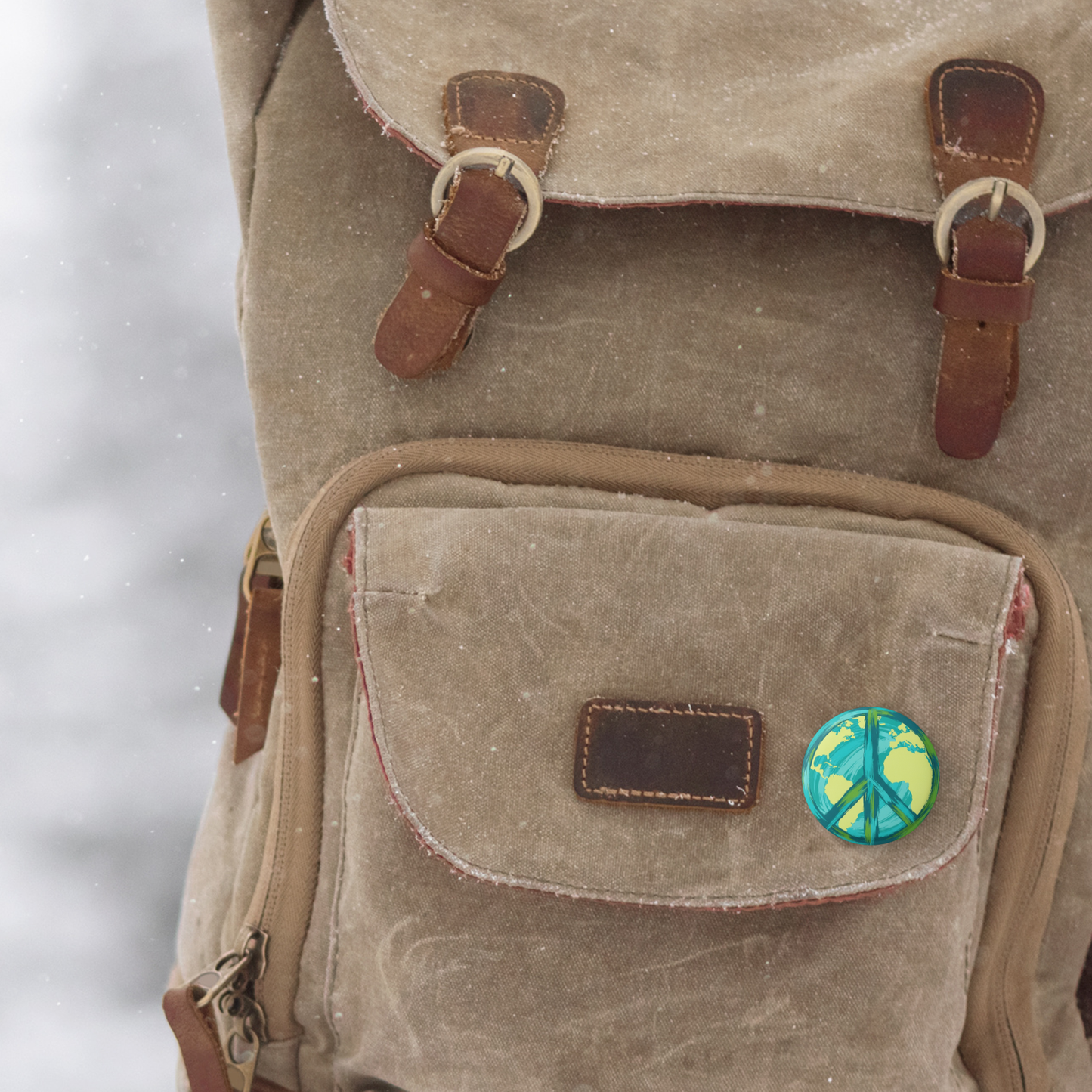 Earth Peace Pin Back Button, Magnet