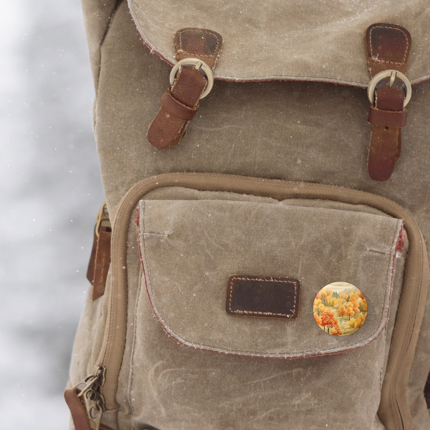 Country Fall Landscape 5 Pin Back Button, Magnet