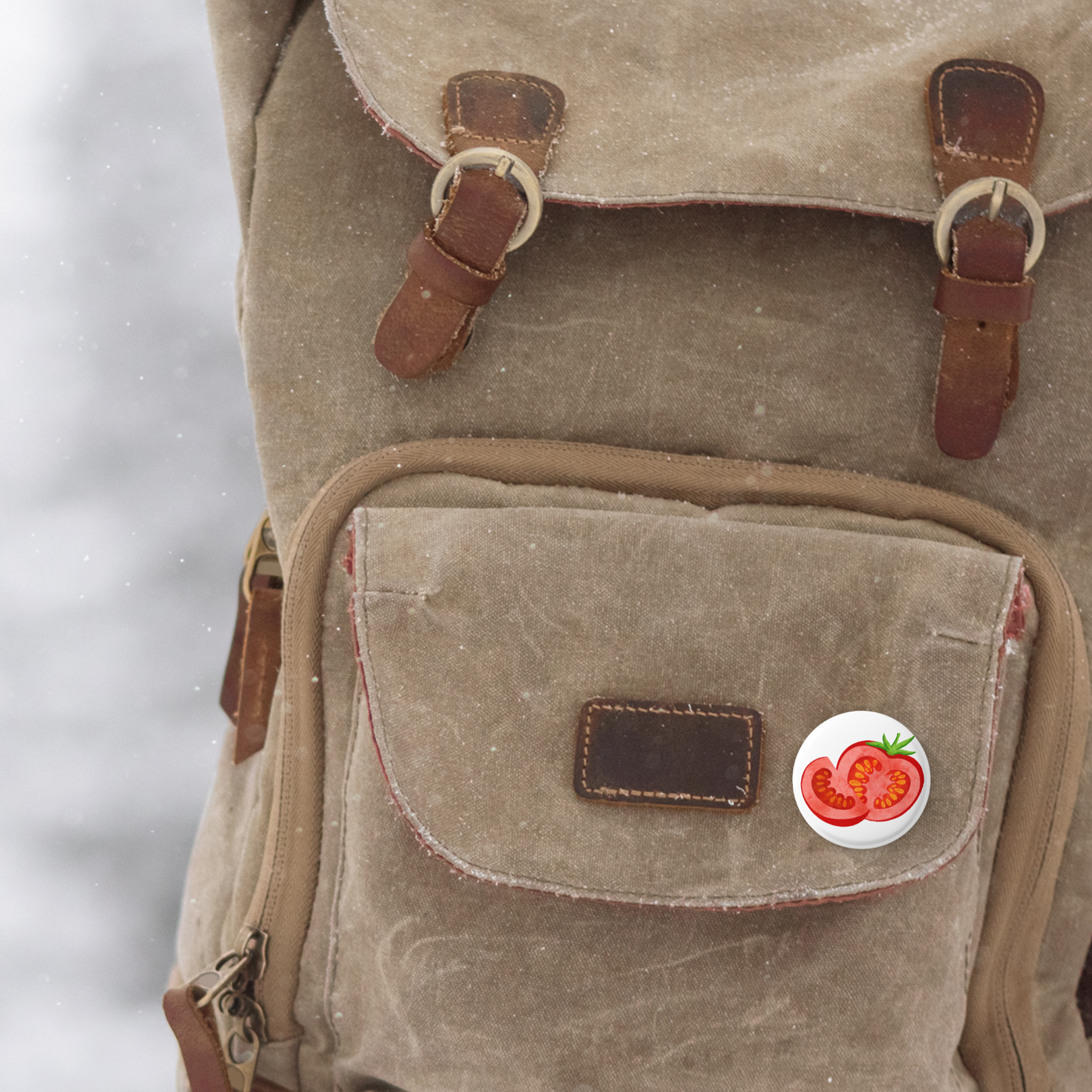 Tomato Pin Back Button, Magnet