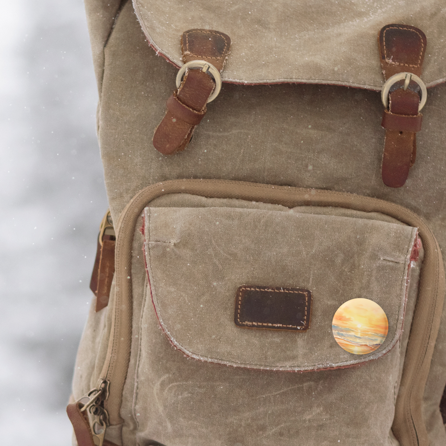 Beach Landscape Pin Back Button, Magnet, Keychain