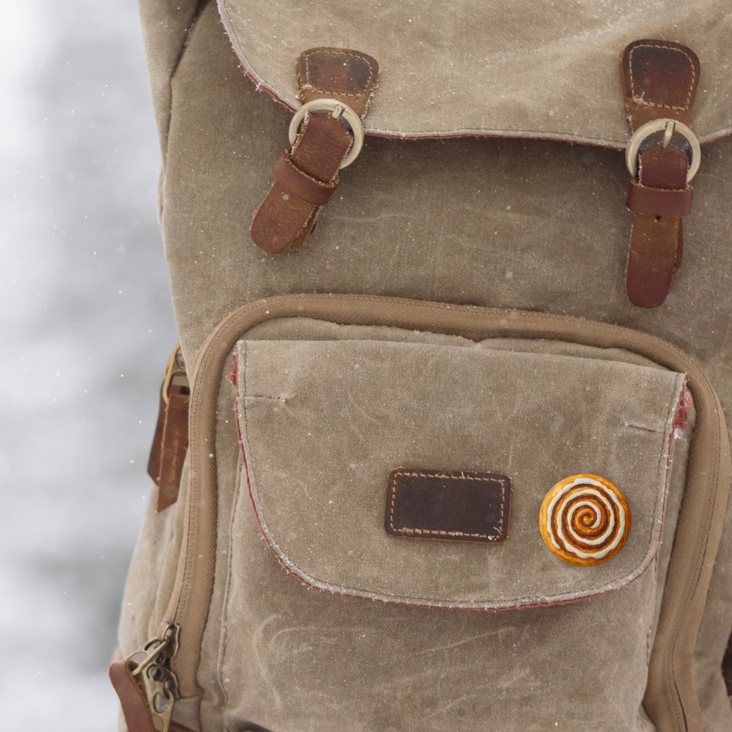 Cinnamon Roll Pin Pin Back Button, Magnet