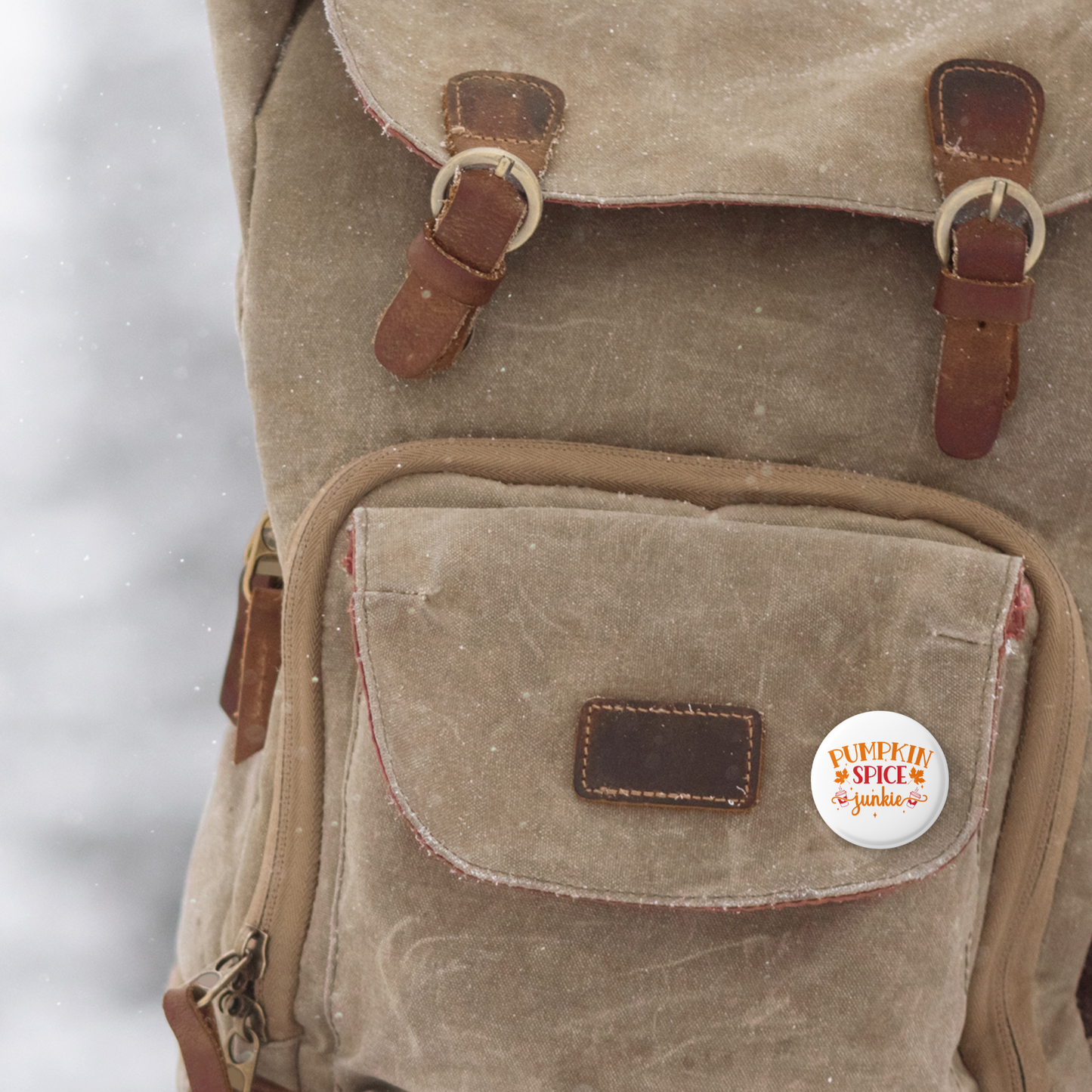 Pumpkin Spice Junkie Pin Back Button, Magnet