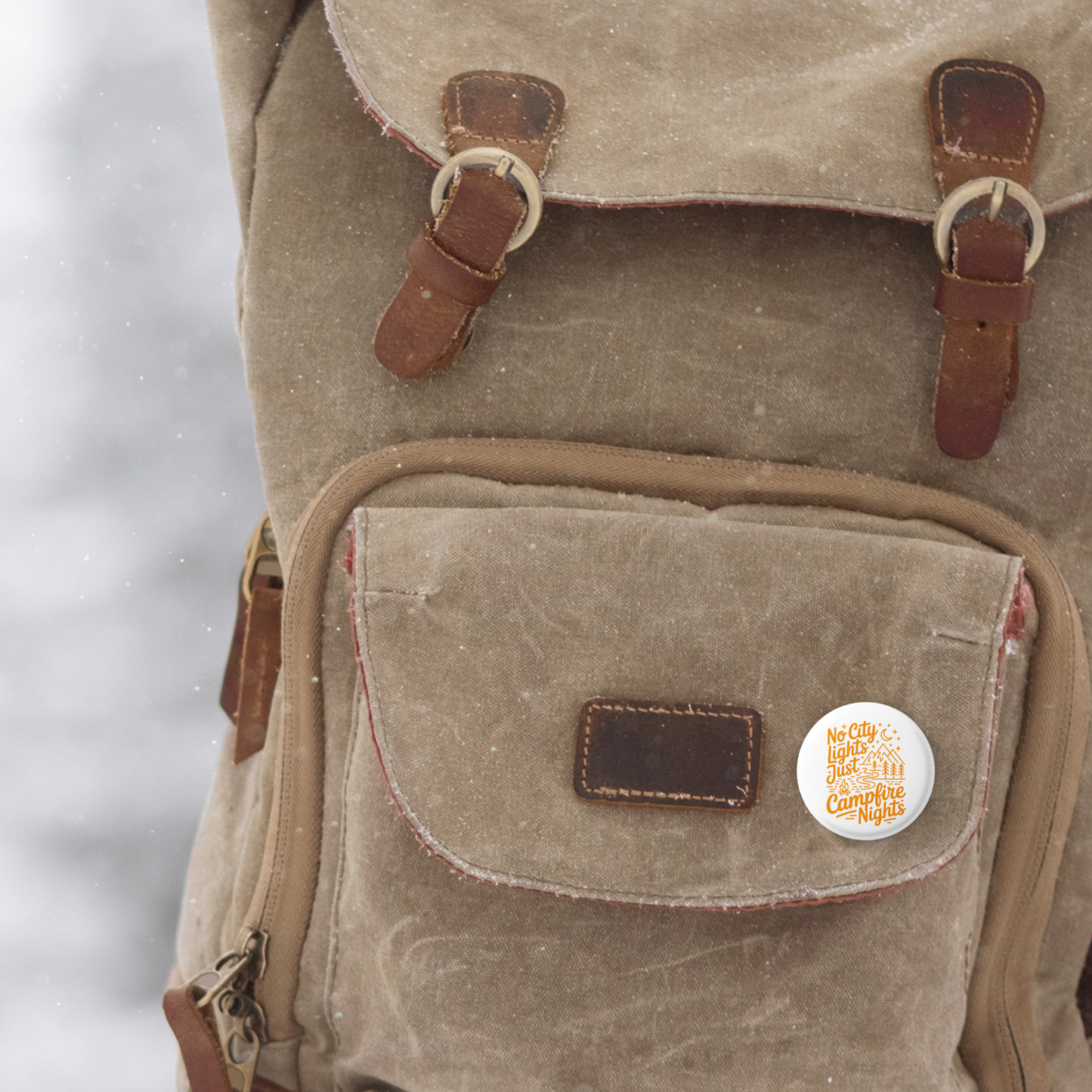 No City Lights Just Campfire Nights Pin Back Button, Magnet