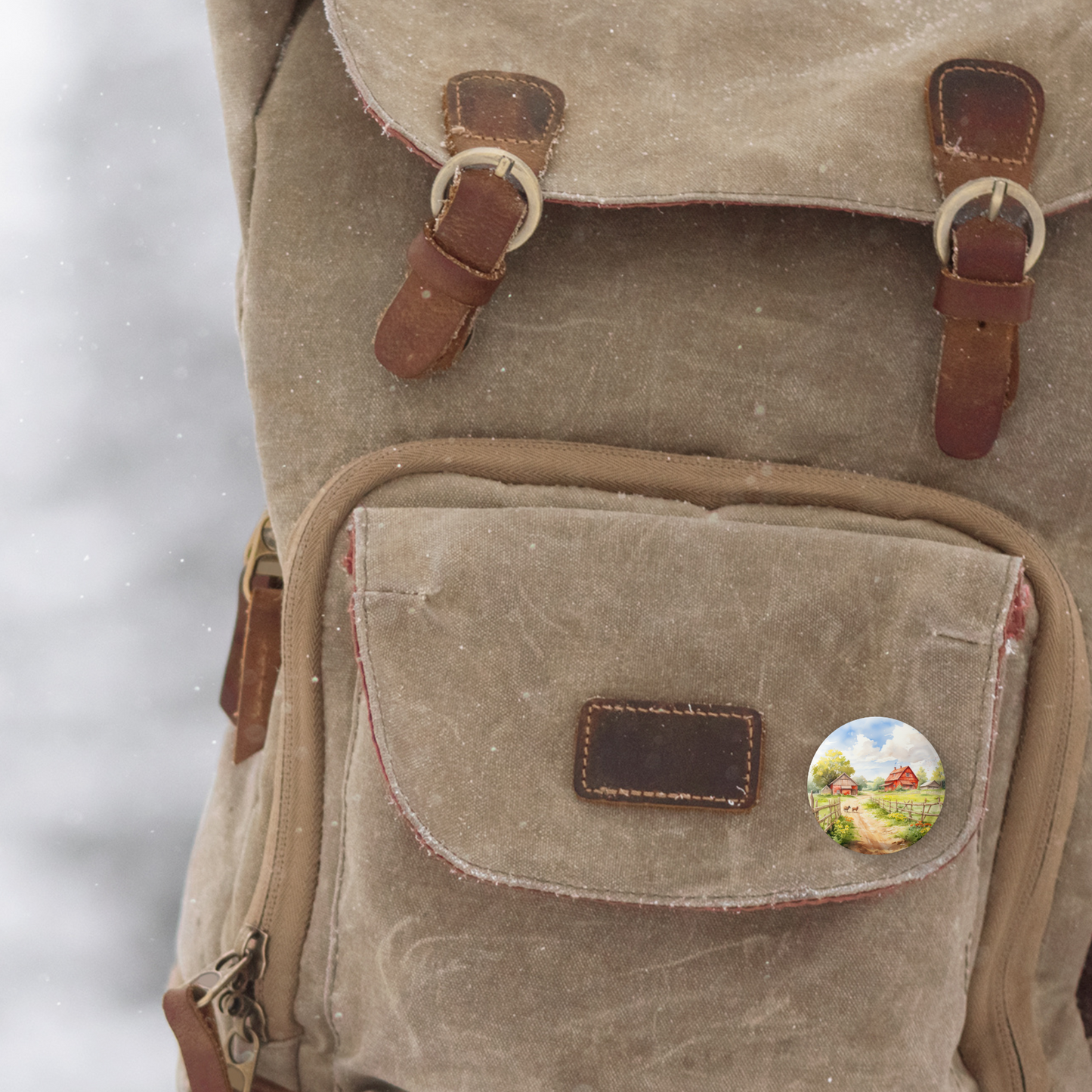 Farm Landscape 2 Pin Back Button, Magnet, Keychain