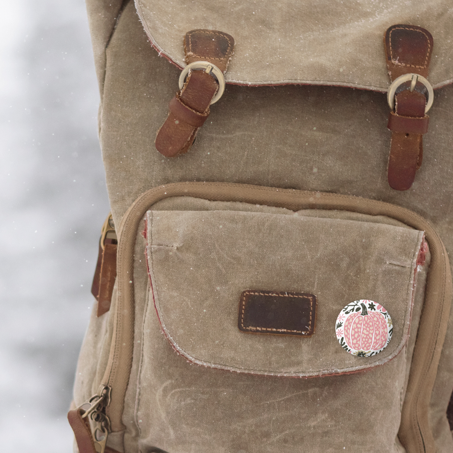 Pink Pumpkin Pin Back Button, Magnet