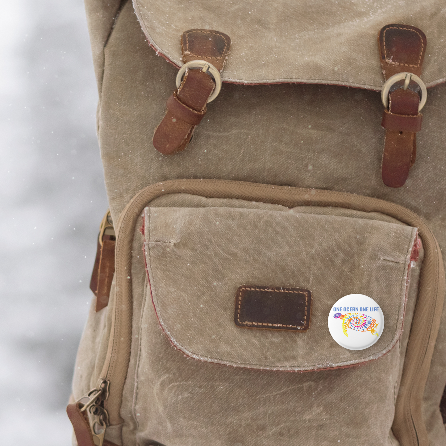 One Ocean One Life Pin Back Button, Magnet, Keychain