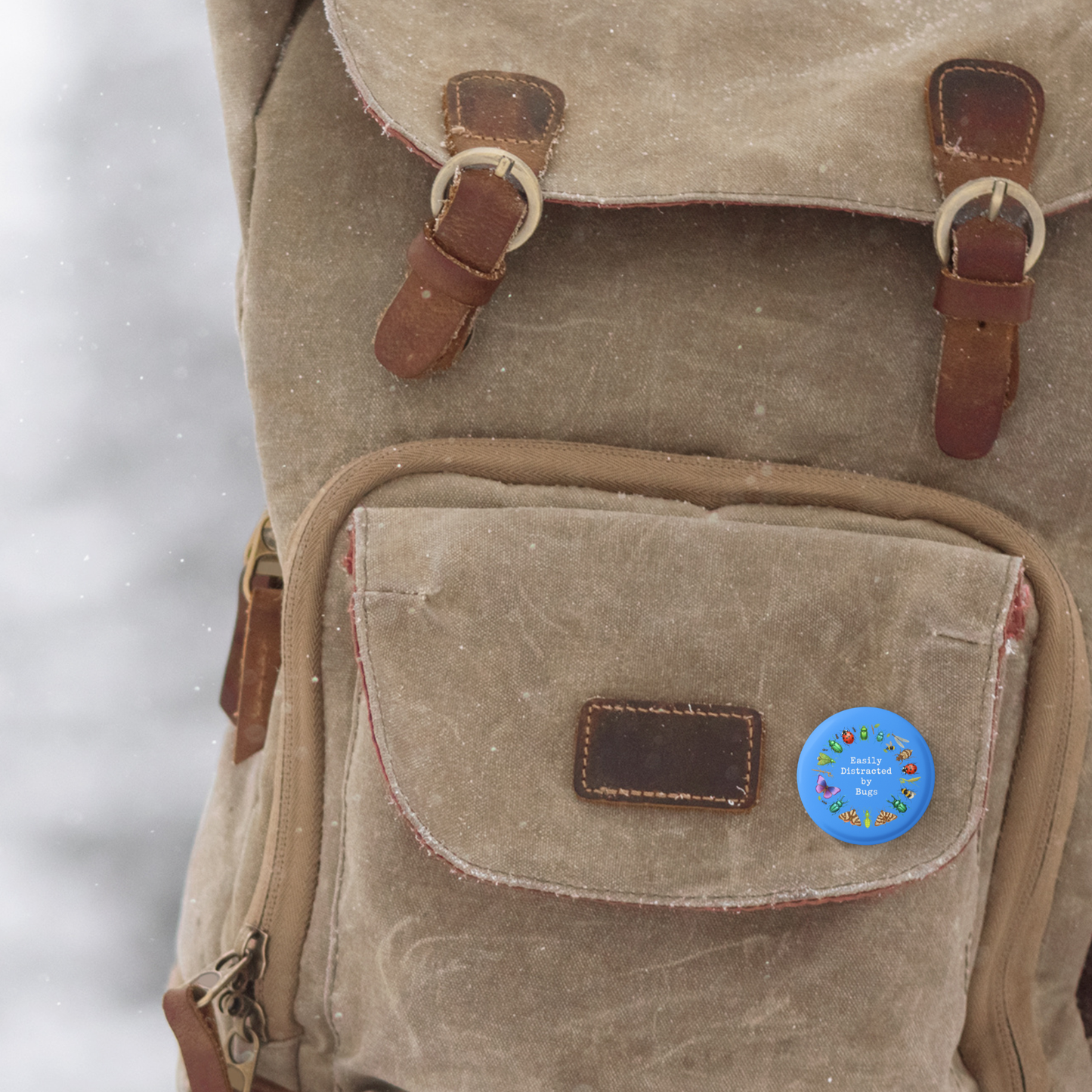 Easily Distracted by Bugs Pin Back Button, Magnet