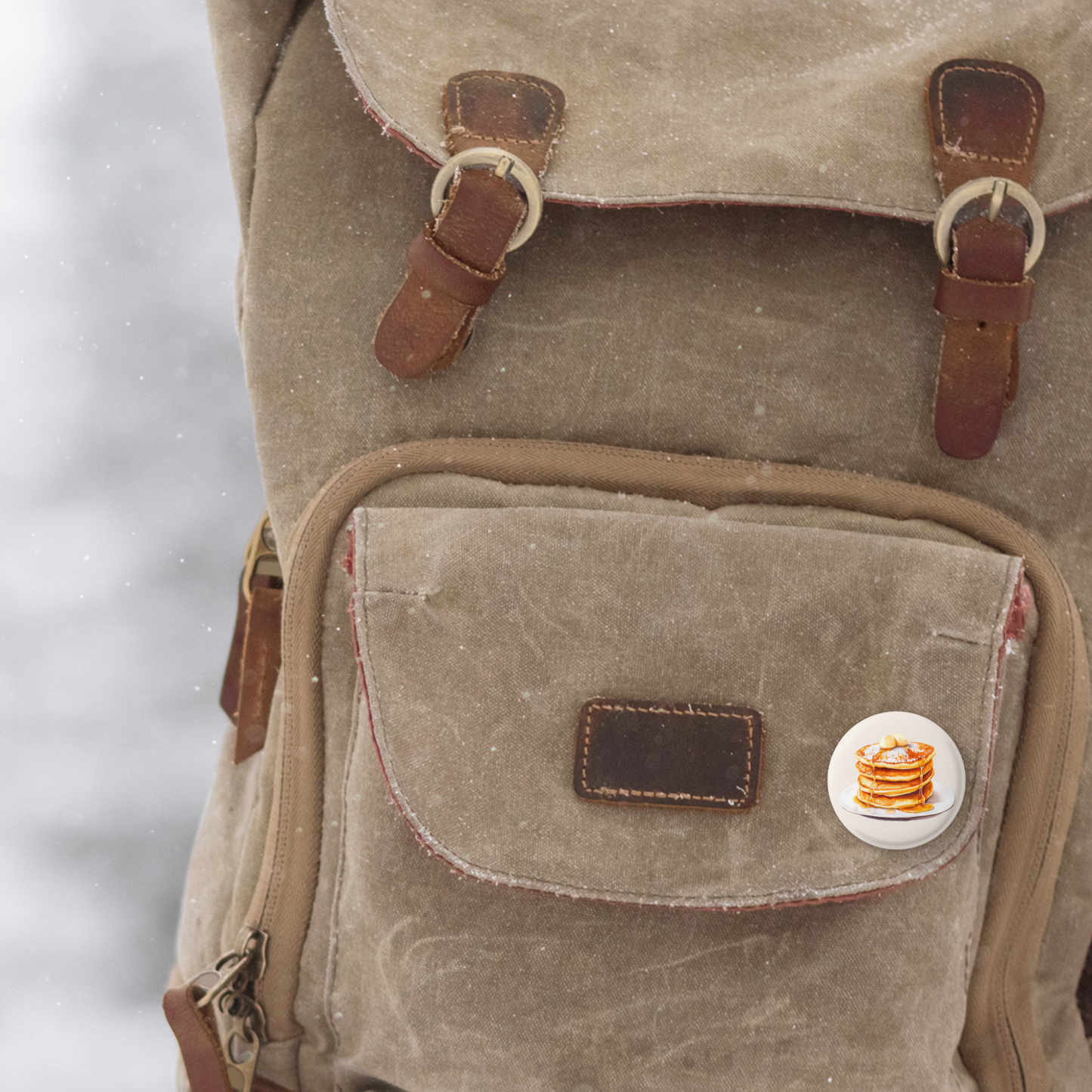 Pancakes With Butter Pin Back Button, Magnet
