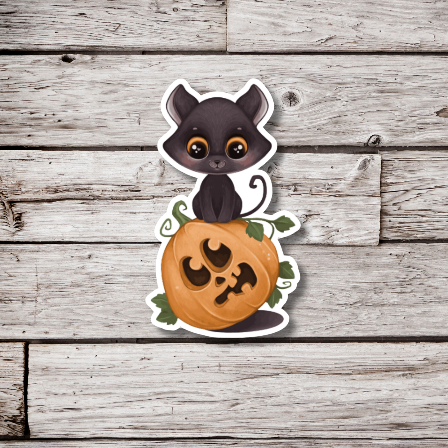 Black Cat and Pumpkin Sticker