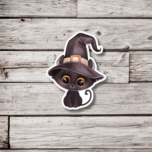 Black Cat in Witches Hat Sticker