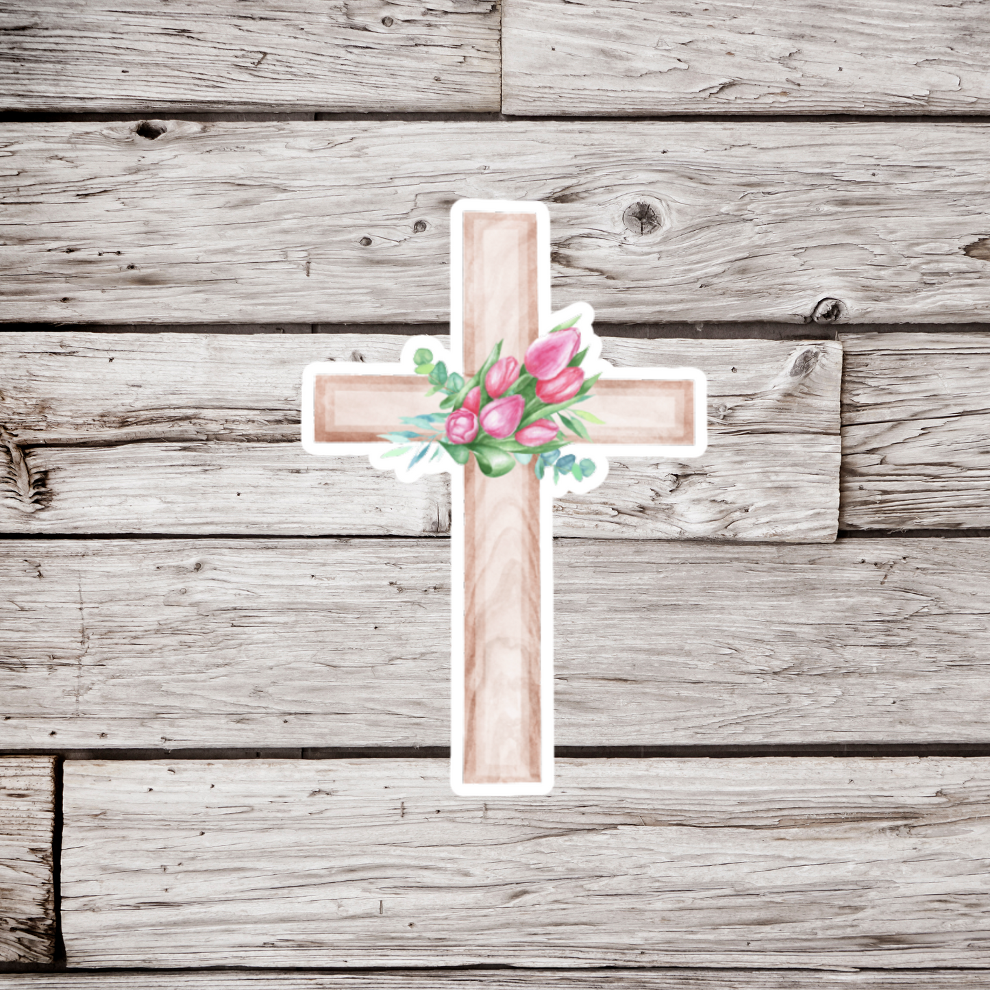 Cross With Tulips Sticker