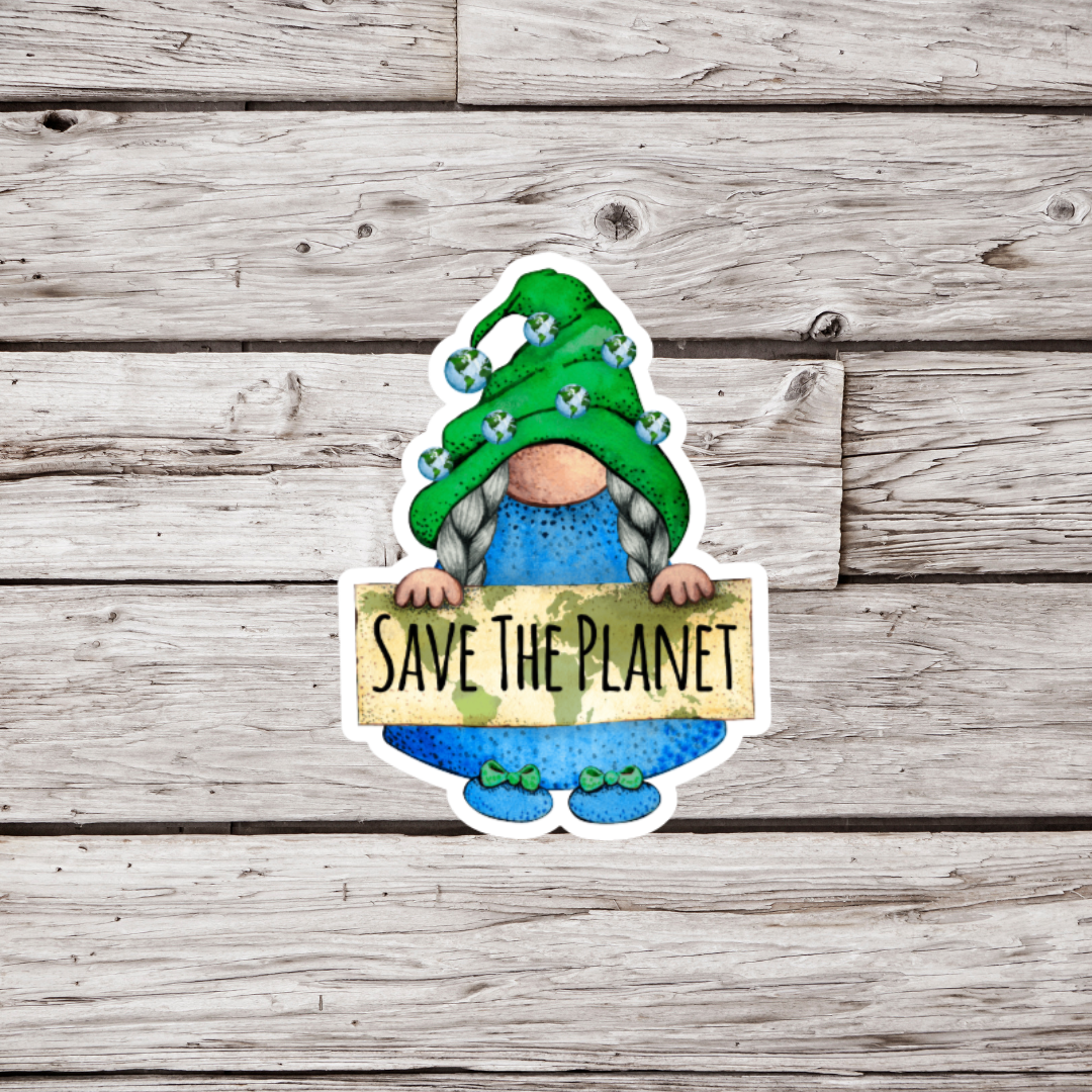 Save The Planet Gnome Sticker