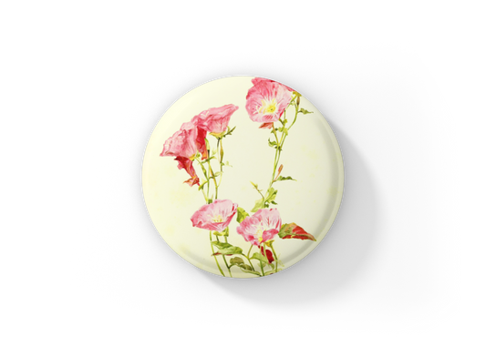 Evening Primrose Flowers Pin Back Button, Magnet, Keychain