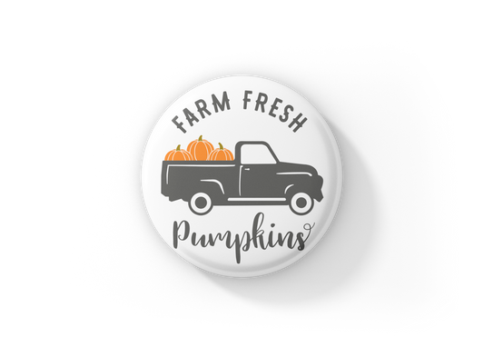 Farm Fresh Pumpkins Pin Back Button, Magnet, Keychain