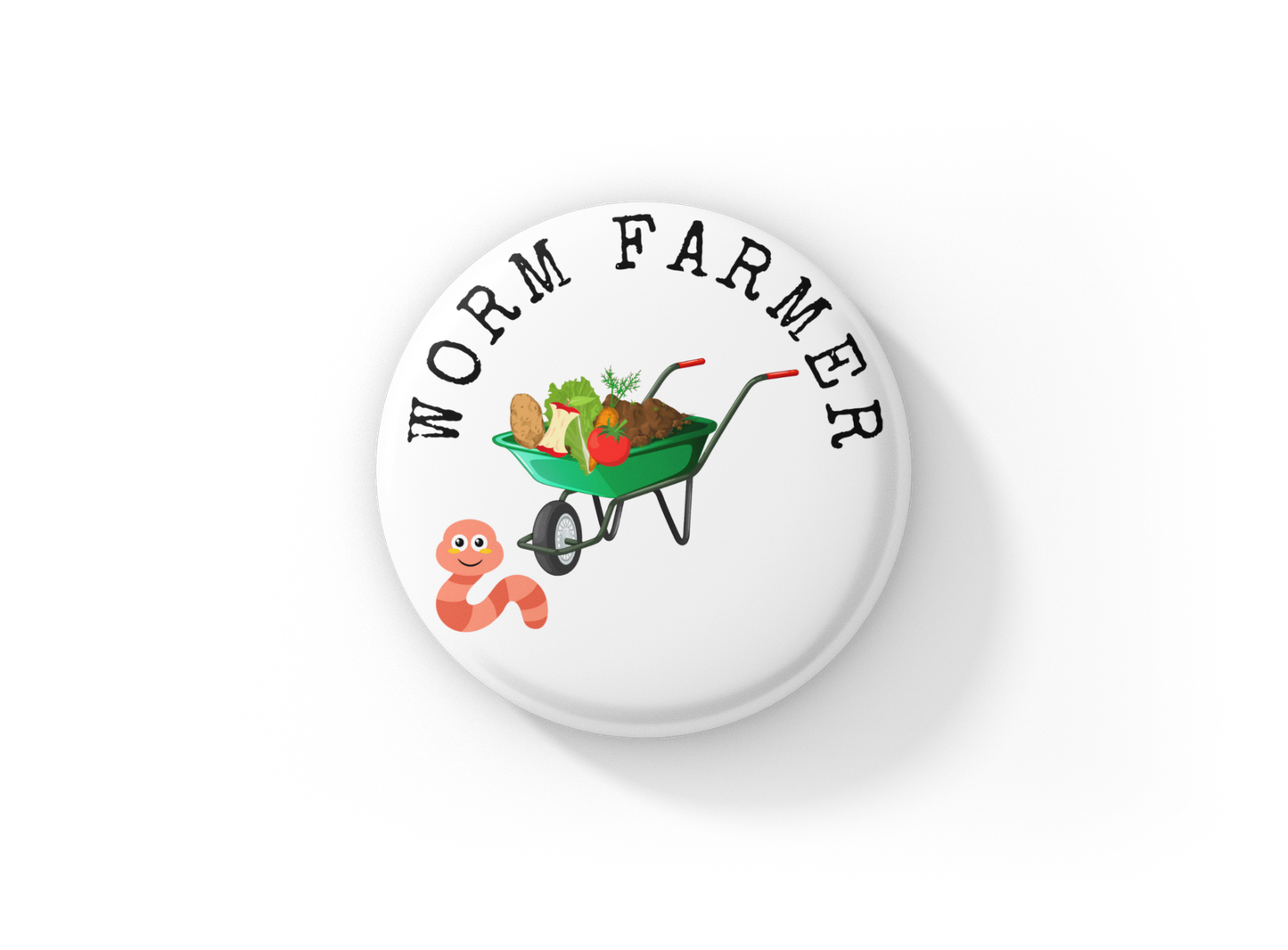 Worm Farmer Pin Back Button, Magnet, Keychain