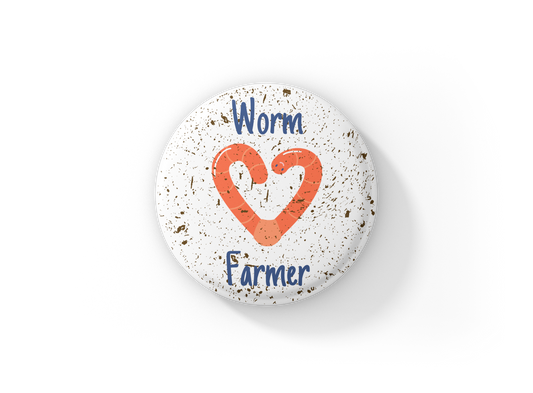 Worm Farmer Worm Heart Pin Back Button