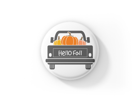 Hello Fall Pin Back Button, Magnet, Keychain