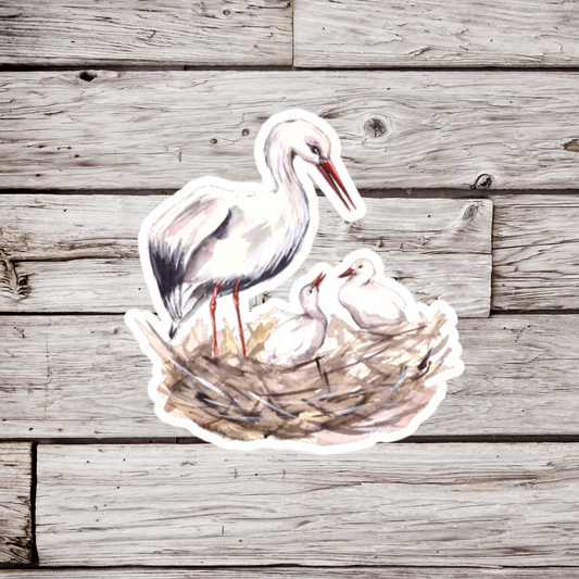 Heron in Nest Sticker