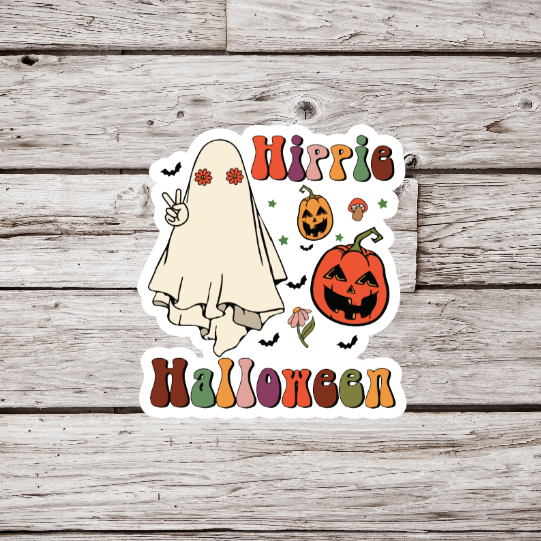 Hippie Halloween Ghost Sticker