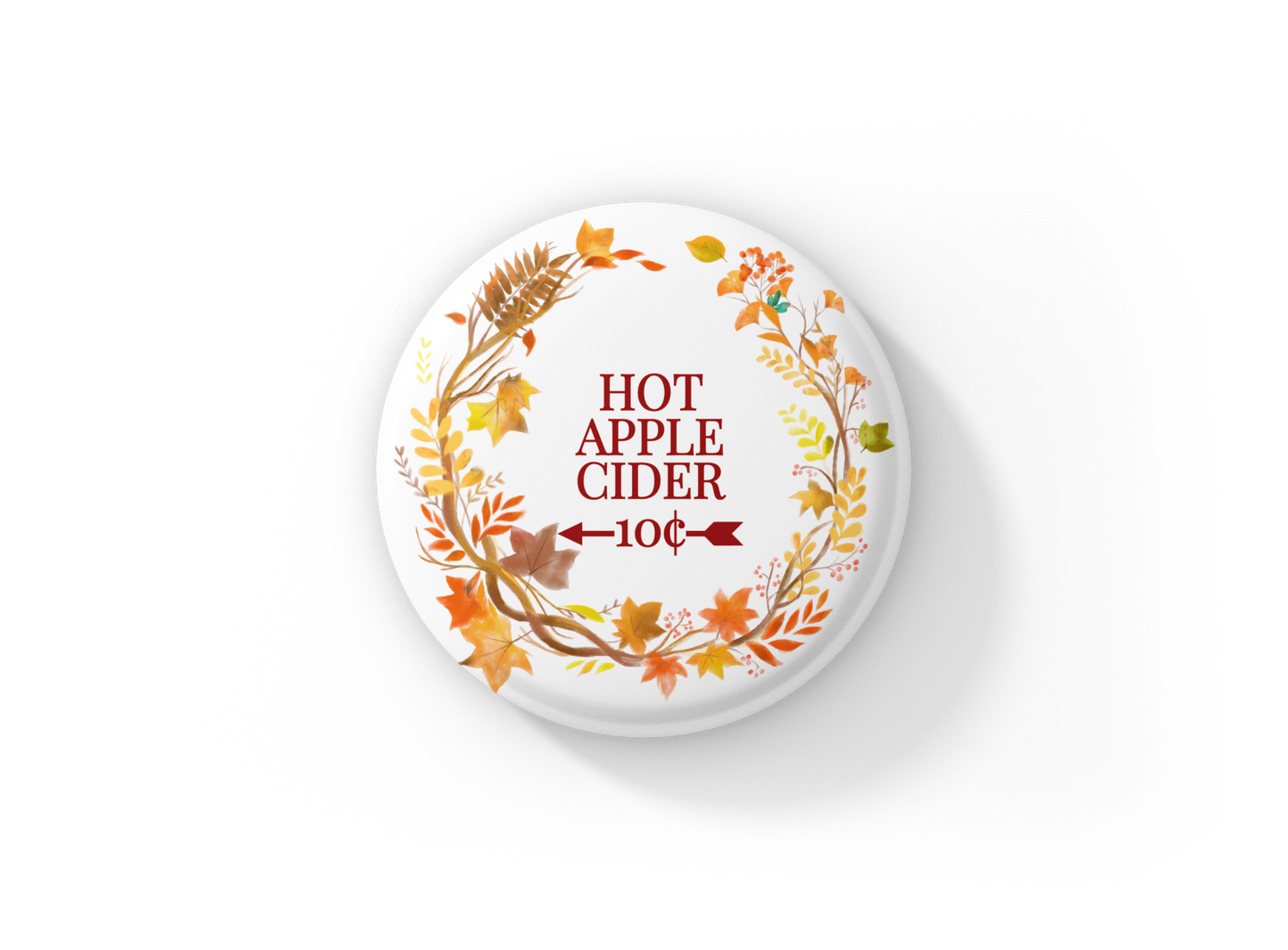 Hot Apple Cider Pin Back Button, Magnet, Keychain