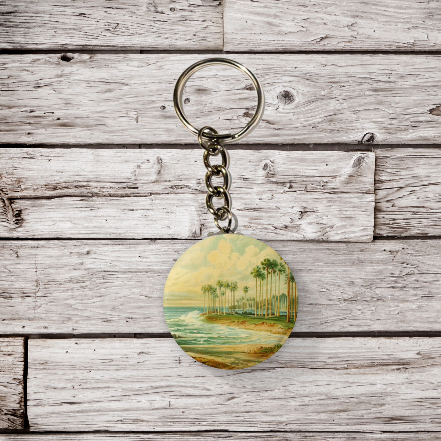 Beach Landscape Pin Back Button, Magnet, Keychain