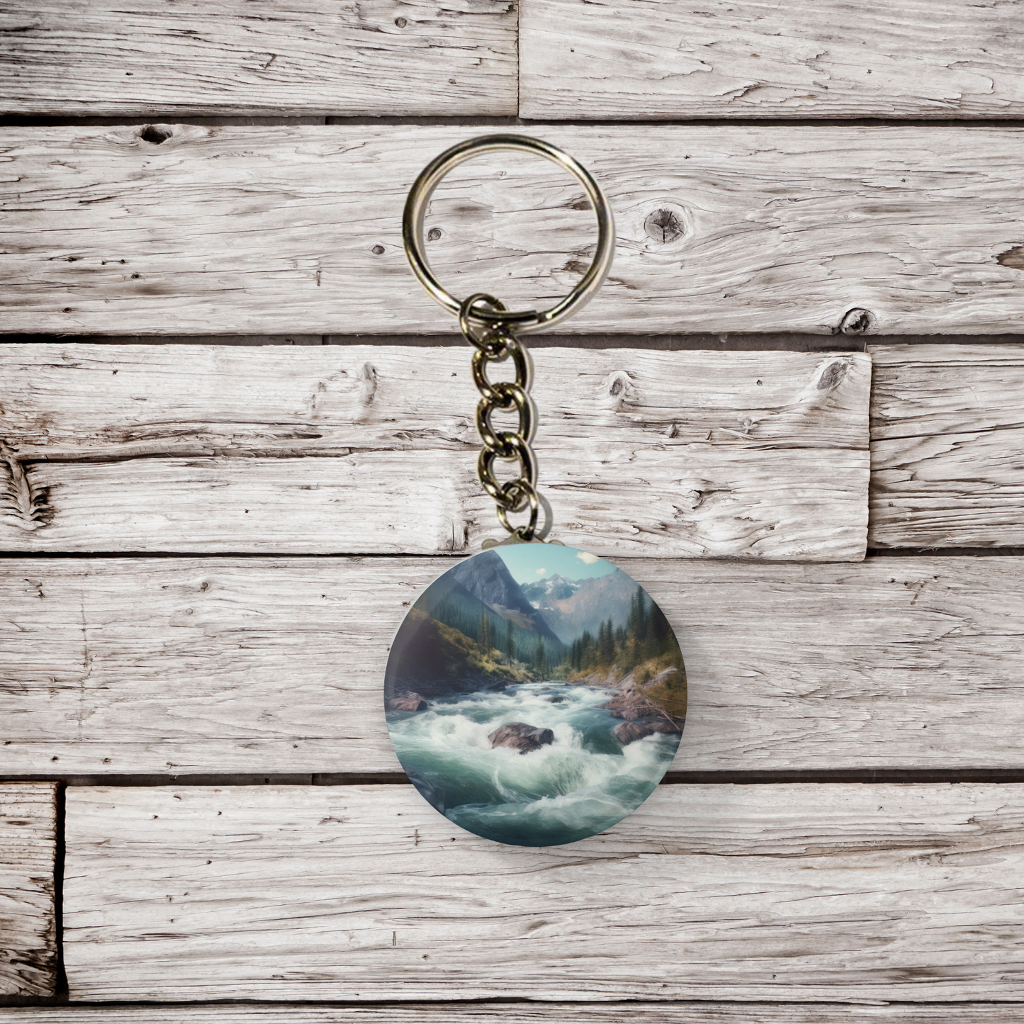 Rushing Water River 1 Pin Back Button, Magnet, Keychain