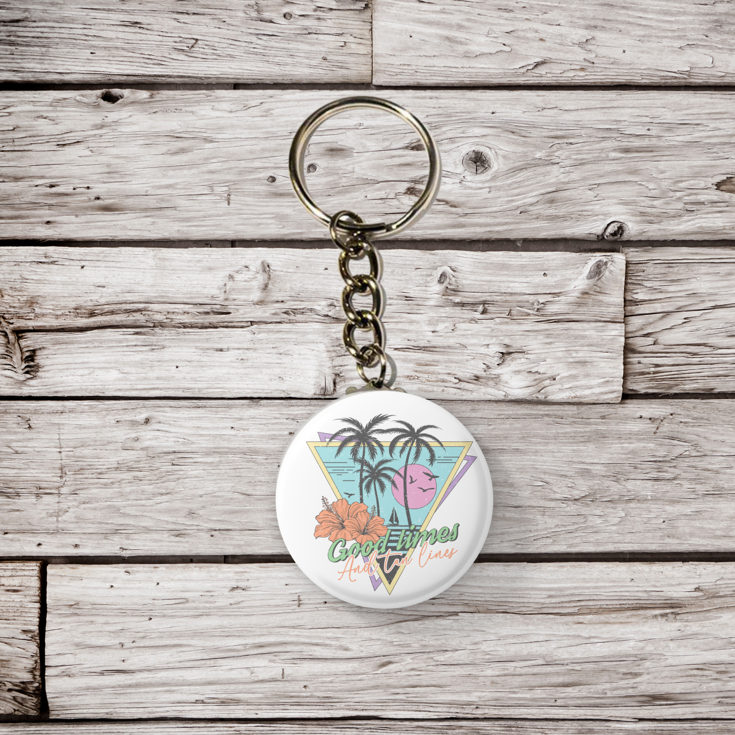 Good Times and Tan Lines Pin Back Button, Magnet, Keychain