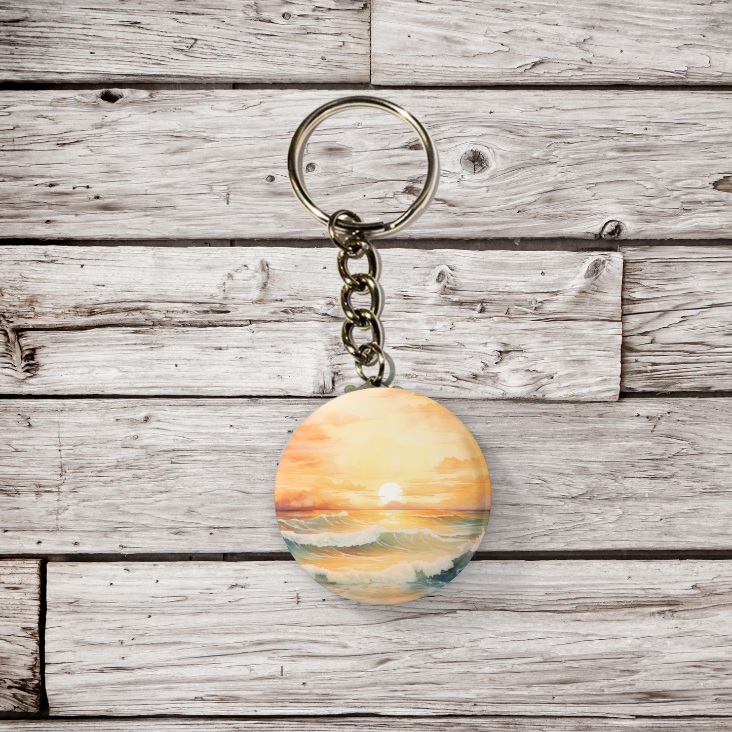 Beach Landscape Pin Back Button, Magnet, Keychain