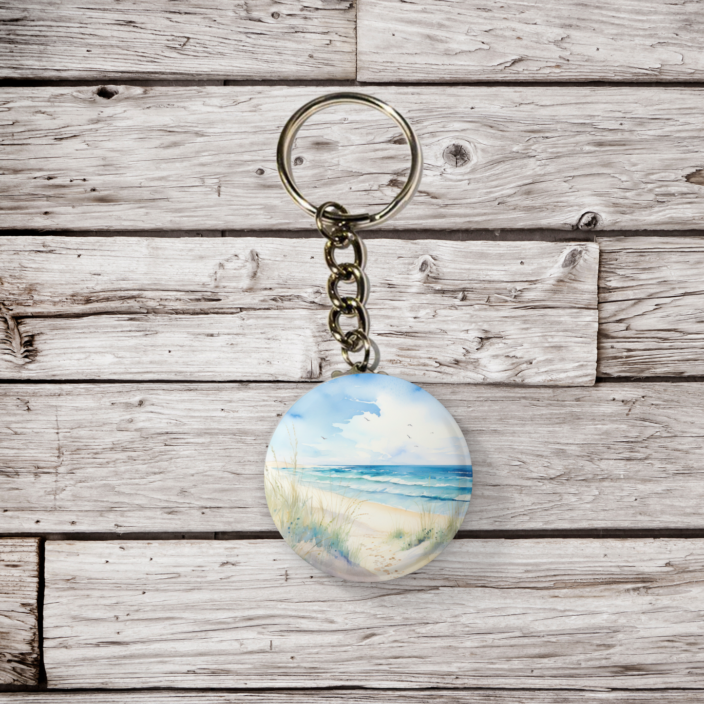 Costal Beach Pin Back Button, Magnet, Keychain