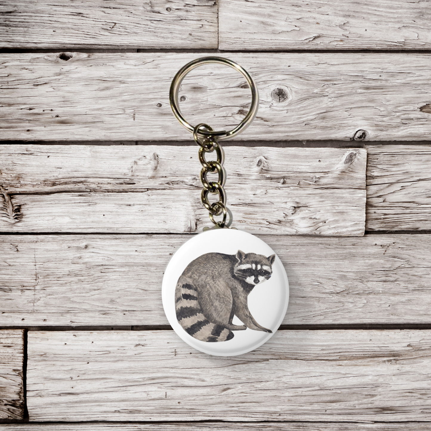 Raccoon Pin Back Button, Magnet, Keychain