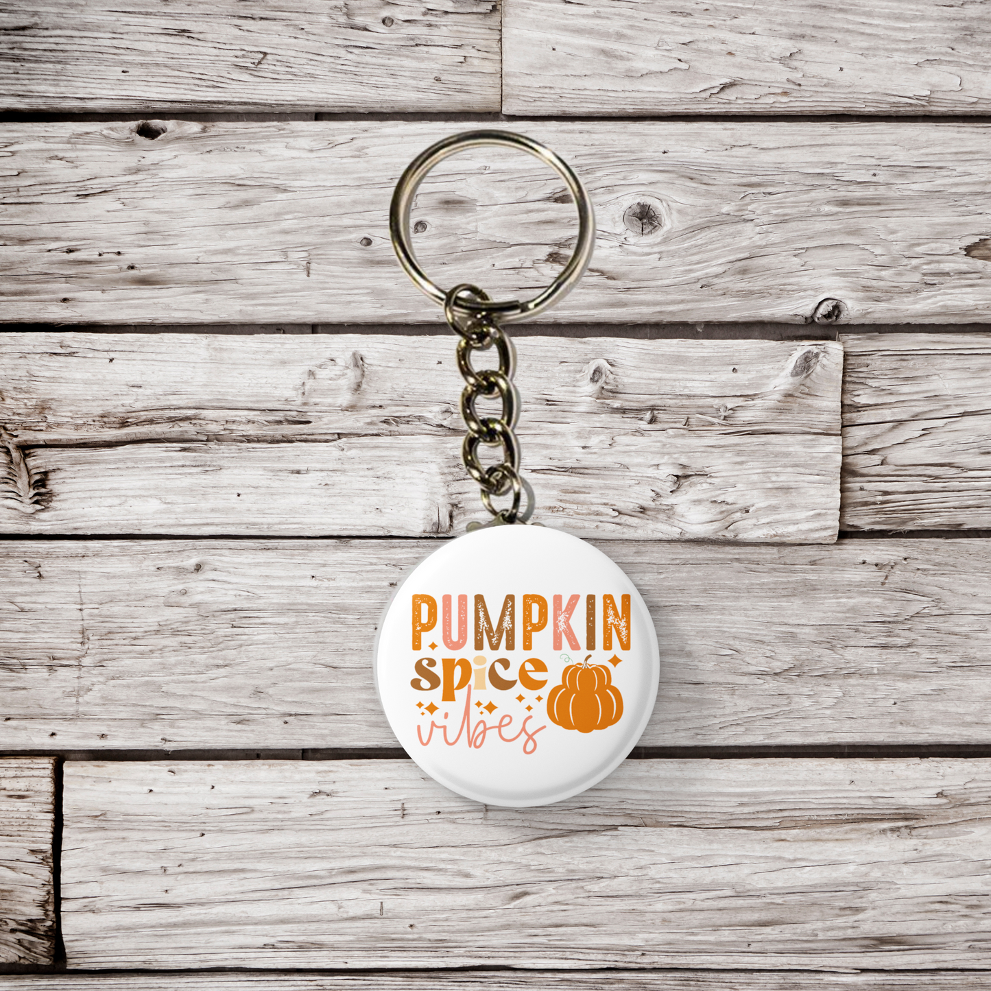 Pumpkin Spice Vibes Pin Back Button, Magnet, Keychain