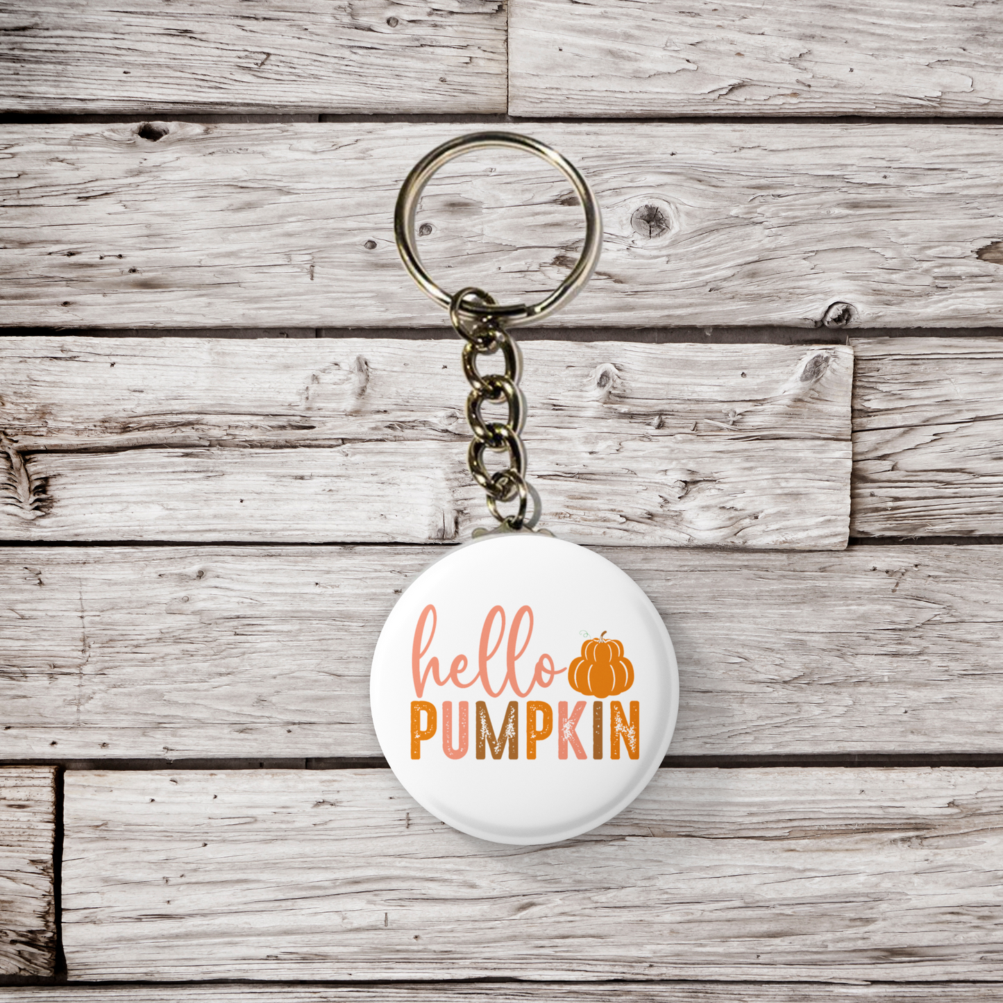 Hello Pumpkin Pin Back Button, Magnet, Keychain