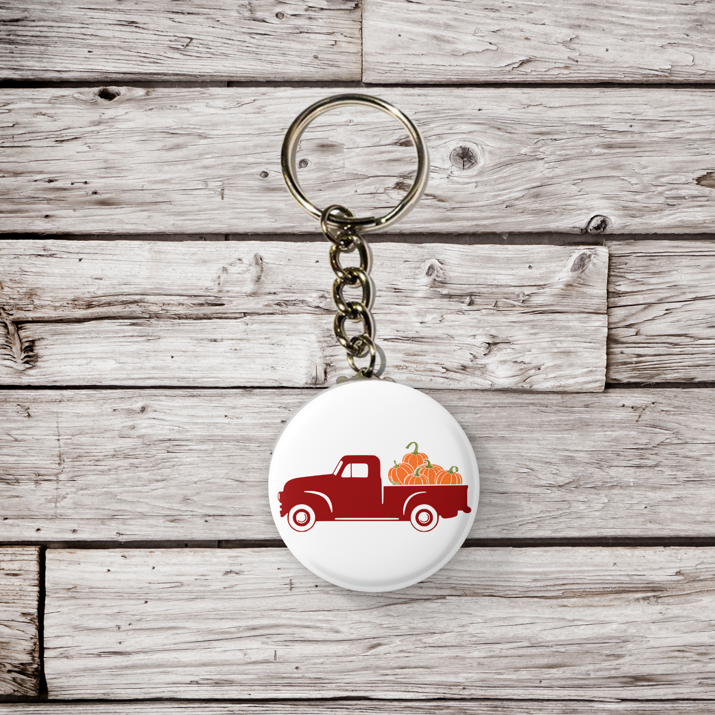 Pumpkin Truck Pin Back Button, Magnet, Keychain