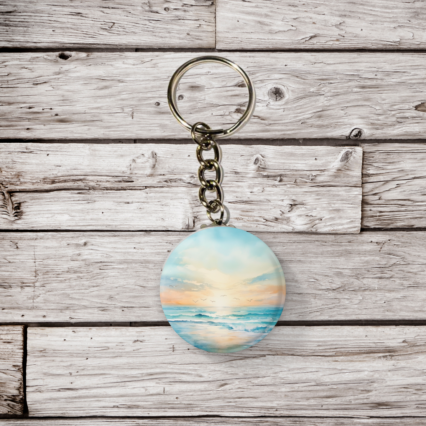 Costal Beach Pin Back Button, Magnet, Keychain