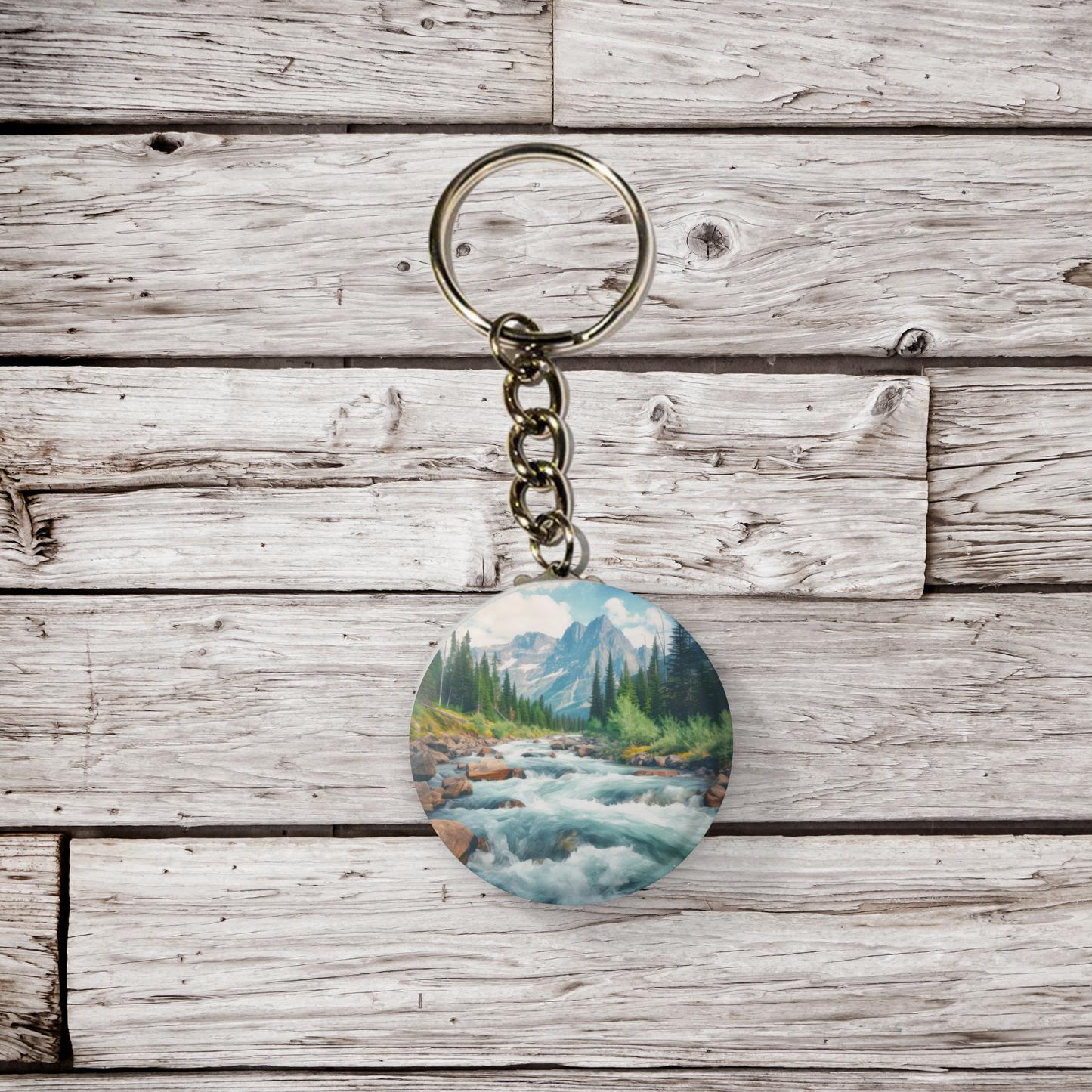 Rushing Water River 2 Pin Back Button, Magnet, Keychain