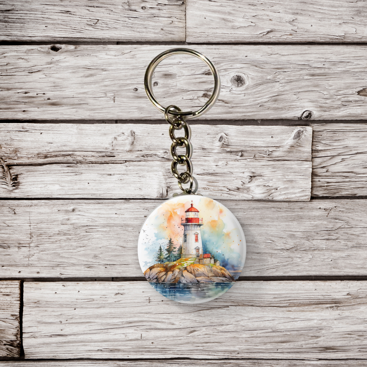 Lighthouse 3 Pin Back Button, Magnet, Keychain