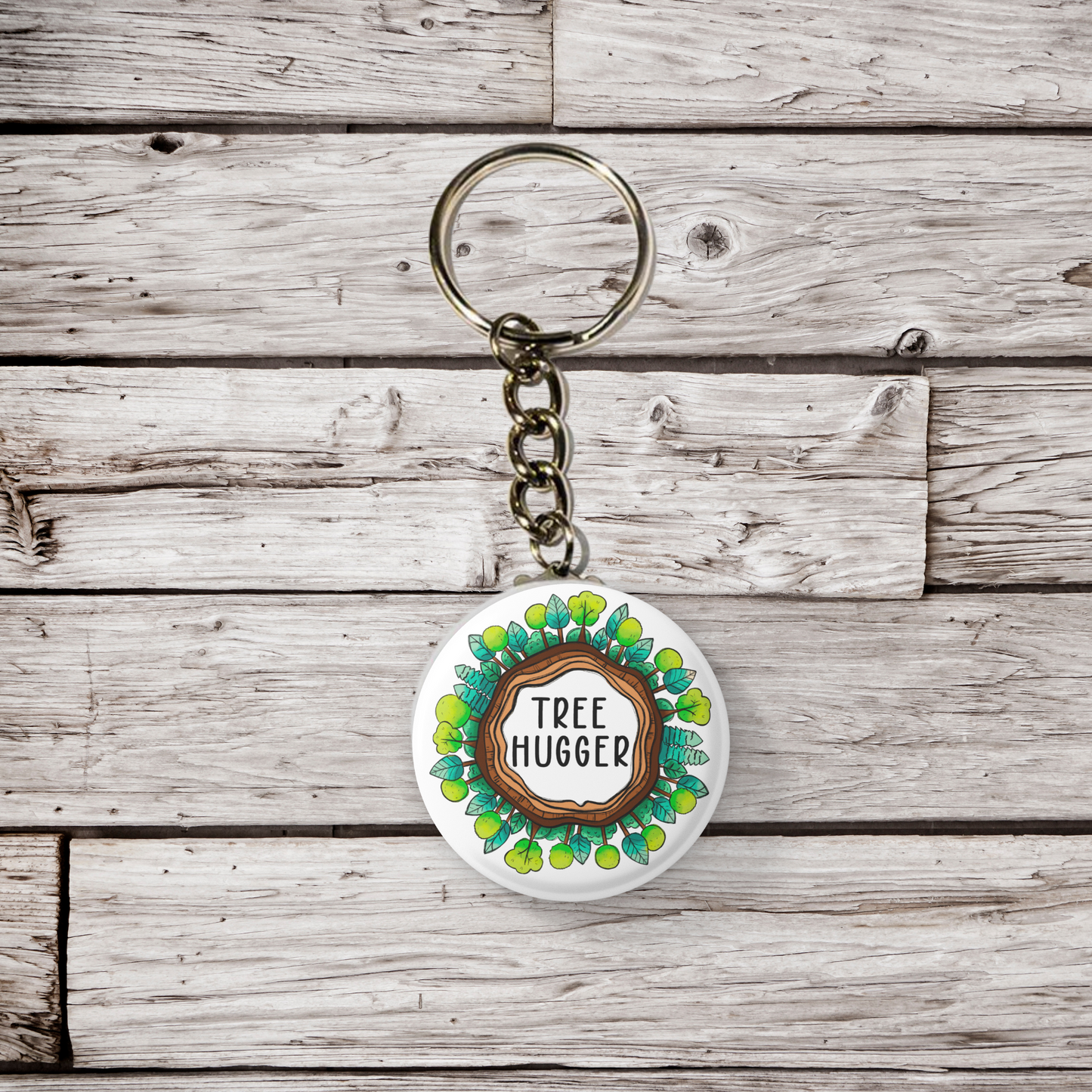 Tree Hugger Pin Back Button, Magnet, Keychain