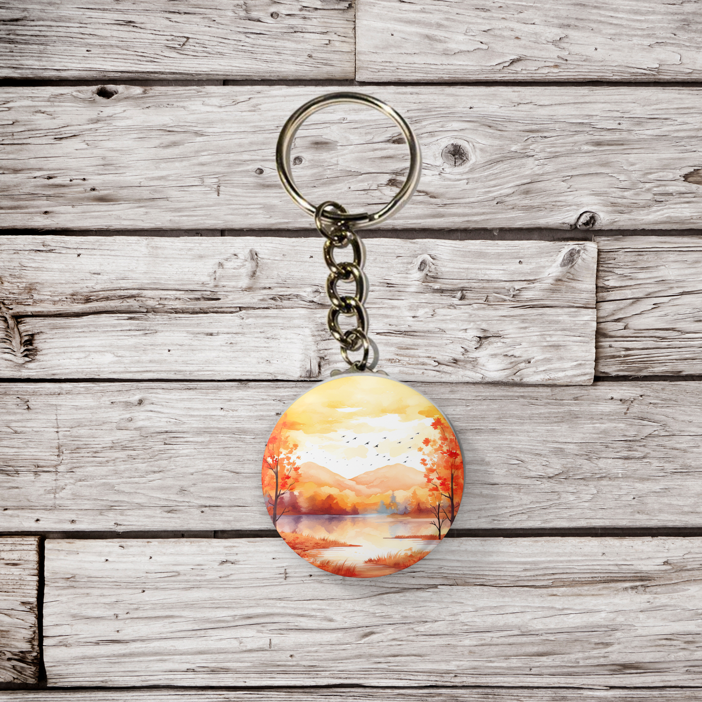 Autumn Landscape Pin Back Button, Magnet, Keychain