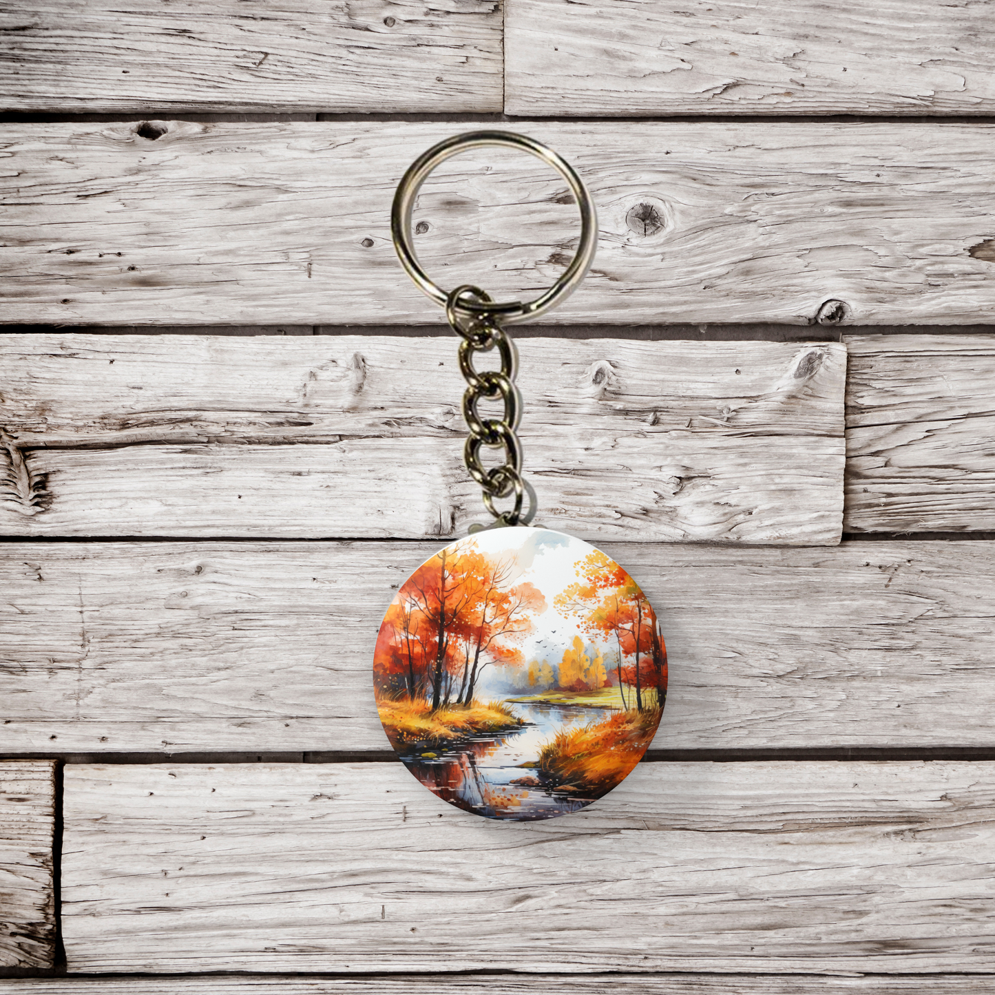 Fall River Landscape Pin Back Button, Magnet, Keychain