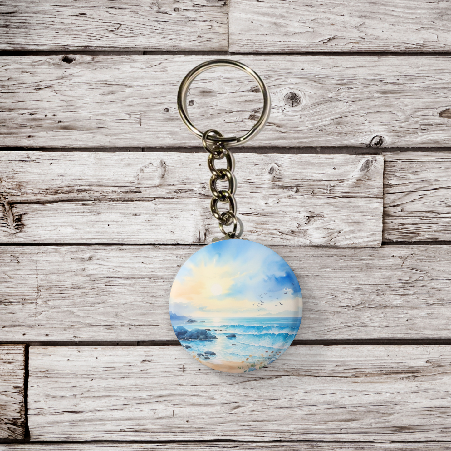 Costal Beach Pin Back Button, Magnet, Keychain