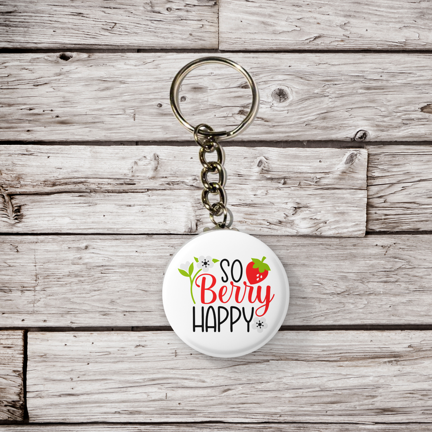 So Berry Happy Pin Back Button, Magnet, Keychain