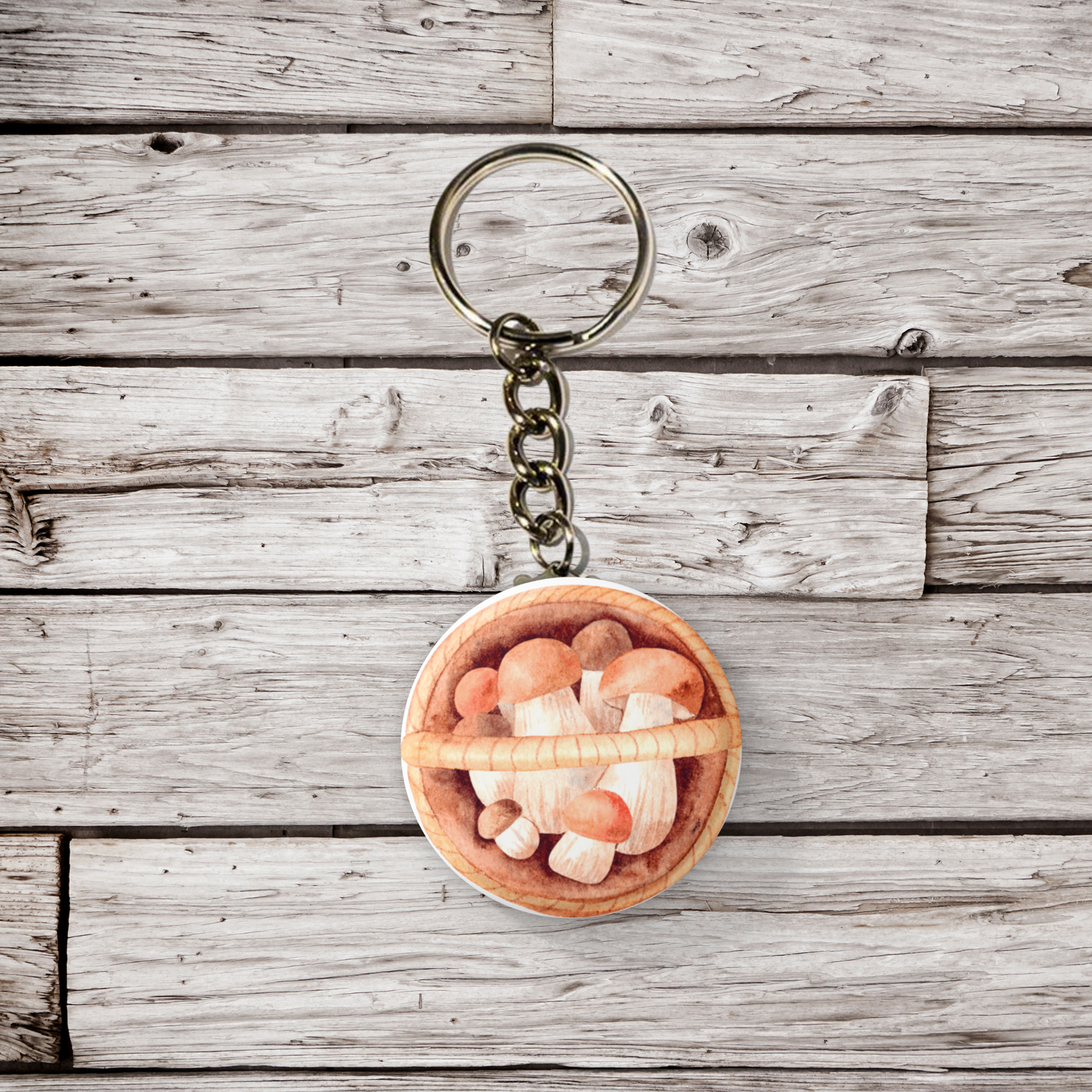 Mushroom Basket Pin Back Button, Magnet, Keychain