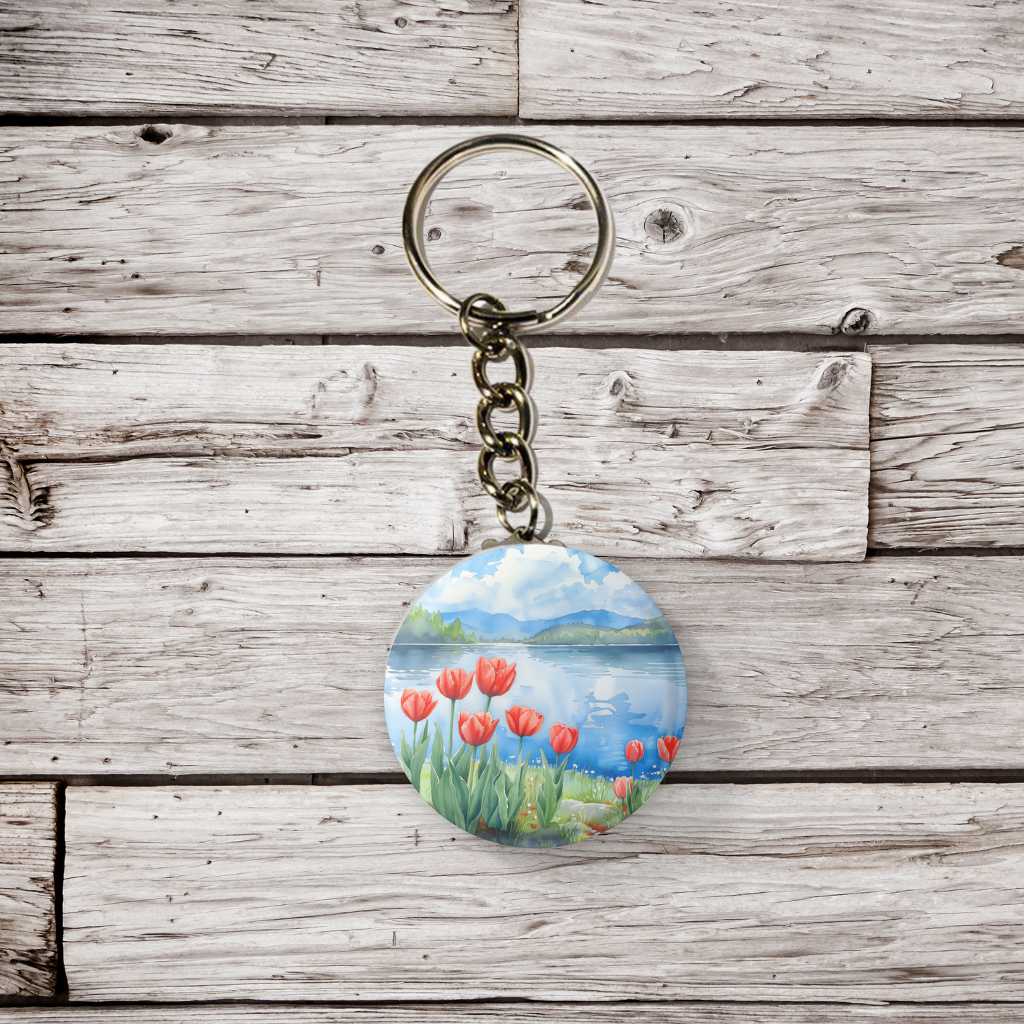 Tulip Lake Pin Back Button, Magnet, Keychain