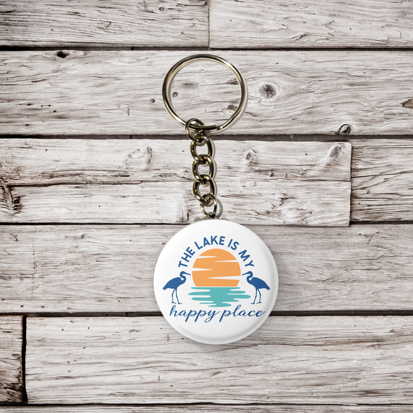 The Lake Is My Happy Place Pin Back Button, Magnet, Keychain