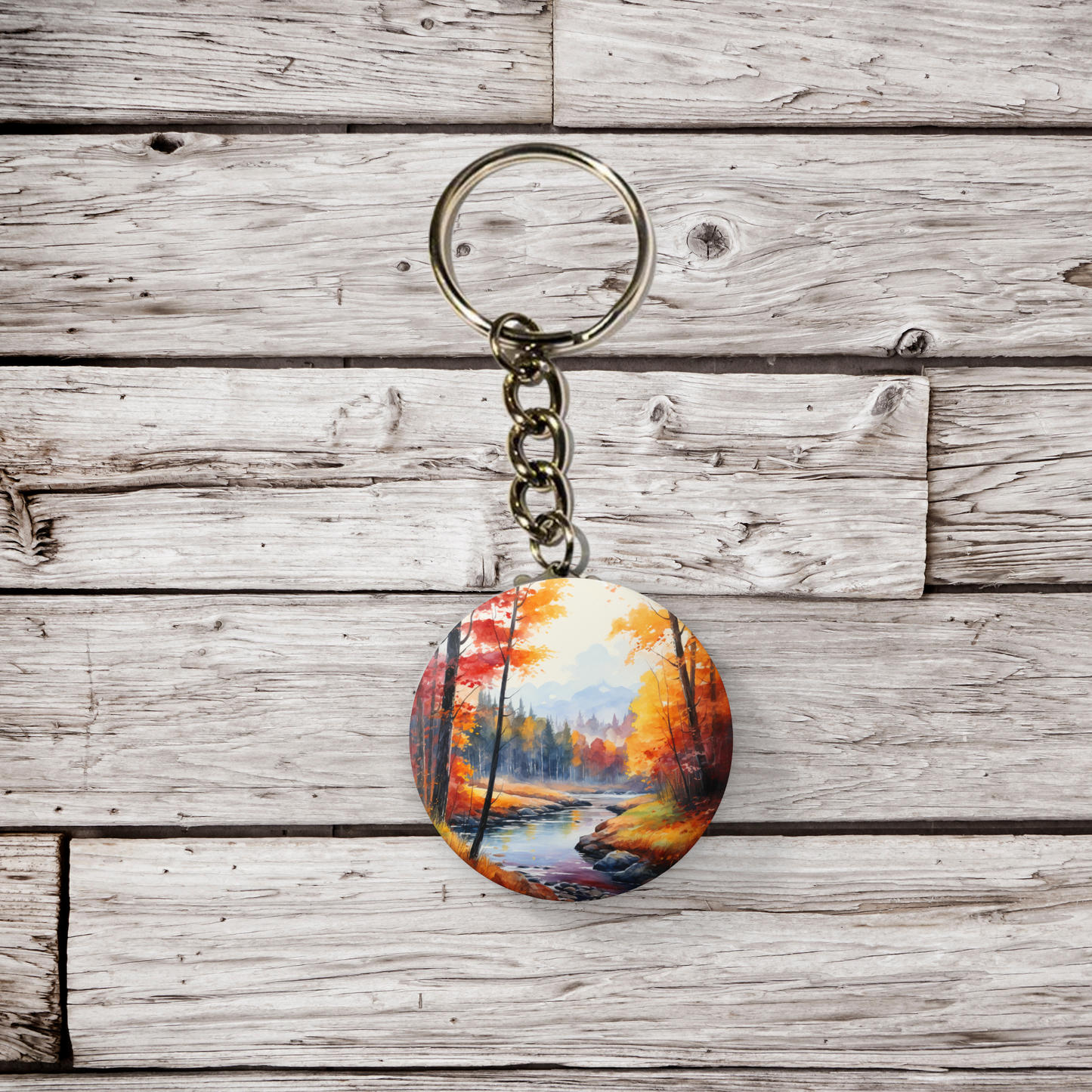 Fall Landscape Pin Back Button, Magnet, Keychain