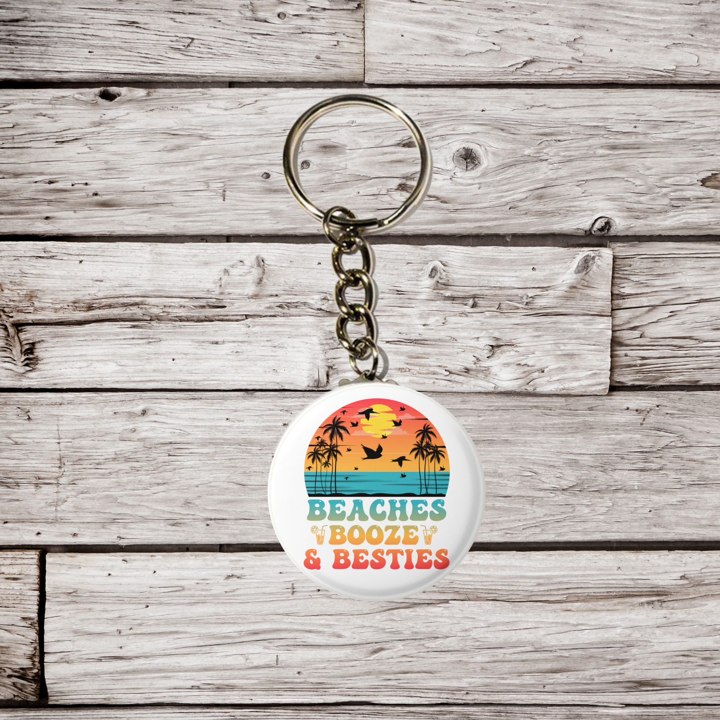 Beaches Booze and Beasties Pin Back Button, Magnet, Keychain