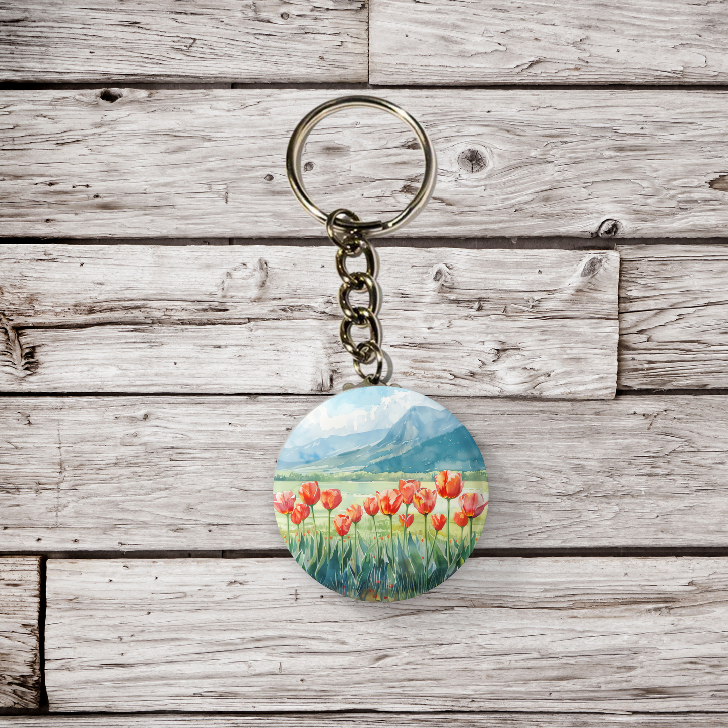 Tulip Mountain Pin Back Button, Magnet, Keychain
