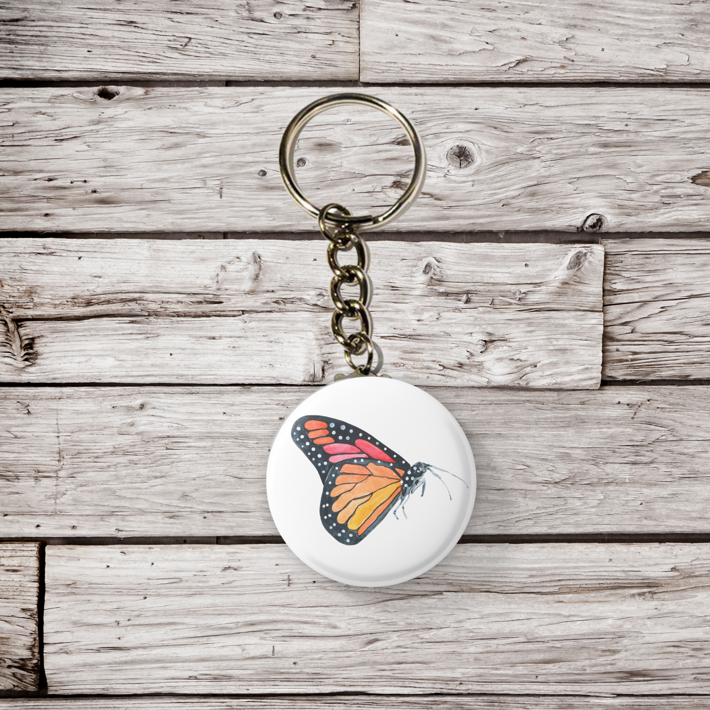 Monarch Butterfly Pin Back Button, Magnet, Keychain