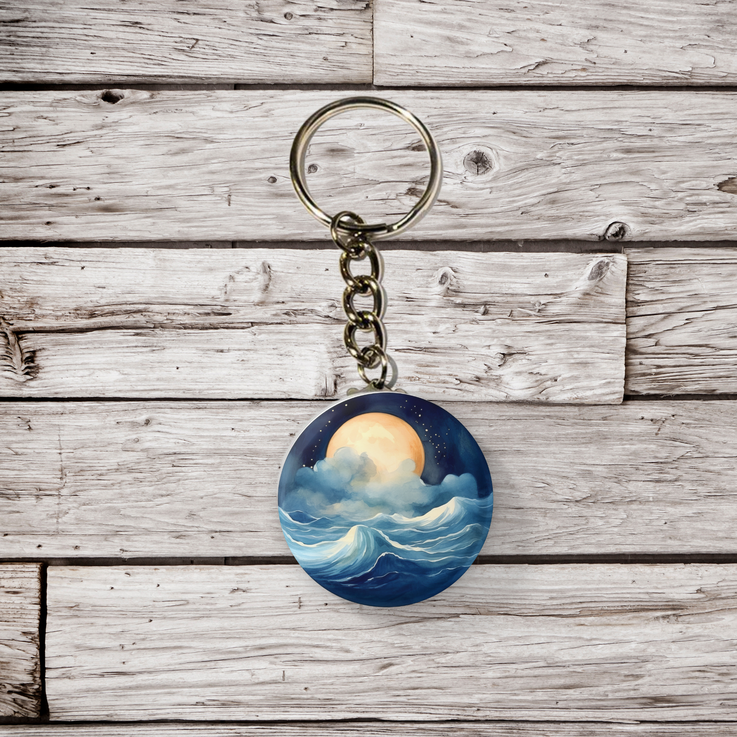 Ocean Moon Pin Back Button, Magnet, Keychain