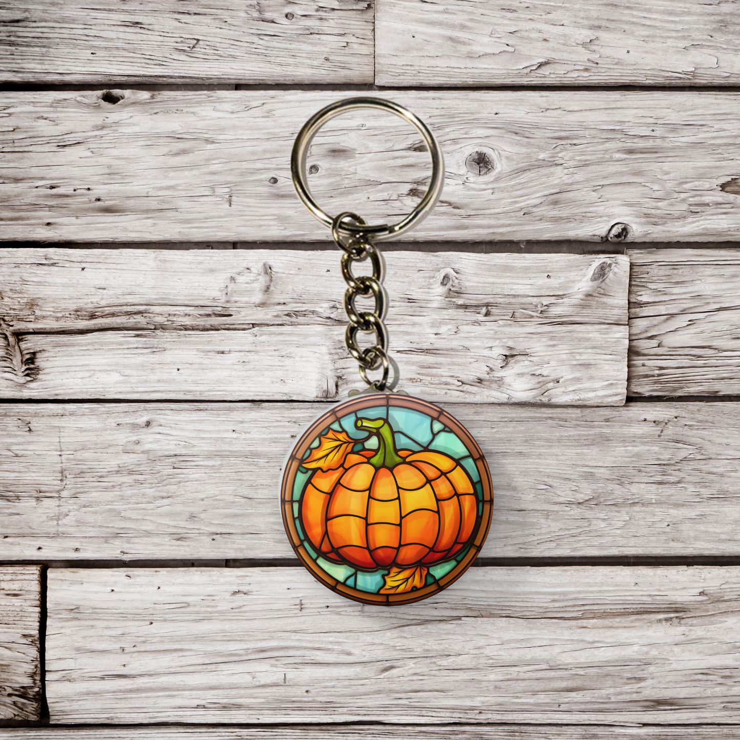 Stained Glass Pumpkin Pin Back Button, Magnet, Keychain